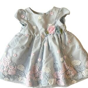 Mia Baby Girl Dress size 3-6M Blue Floral Short Sleeve Formal Adorable